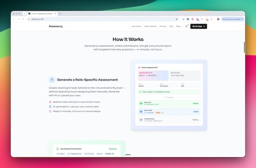 Assessory product preview - generate role-specific assessments and track candidates